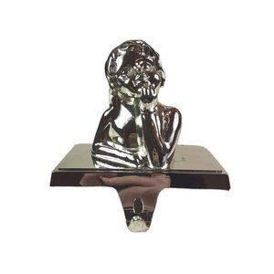 Metal Chrome Angel Stocking Holder Hanger Shiny Design/GC